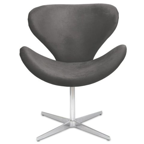 Poltrona Decorativa Swan Suede Cinza Giratória Zarco