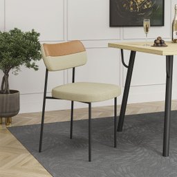 Cadeira Estofada Mila para Sala Jantar Gourmet em Aço-curíssimo-linho-edecasamoveis - 2