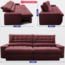 Ver imagem 3 de Sofá Retrátil e Reclinável 2,30m Molas Ensacadas Max Spring Velusoft Vinho Cama Inbox