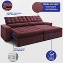 Ver imagem 2 de Sofá Retrátil e Reclinável 2,30m Molas Ensacadas Max Spring Velusoft Vinho Cama Inbox
