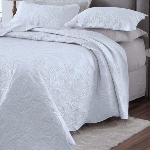 Kit Cobre Leito Colcha Basic Casal 3 Peças Dupla Face Liso Classic - Branco - 100% Poliéster
