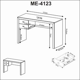 Mesa para Escritório Engrossurada 1,17m 2gav Me4123 Tecno Mobili - Branco - 5