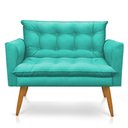 Ver imagem 3 de Namoradeira 2 Lugares Thais Suede Azul Turquesa Pés Palito Castanho - Slk Decor