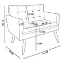 Ver imagem 5 de Namoradeira 2 Lugares Thais Suede Azul Turquesa Pés Palito Castanho - Slk Decor