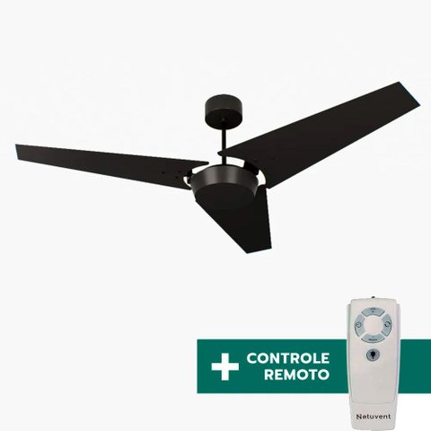 Ventilador de Teto Com Controle Remoto Natuvent Callis No Light 3 Pás Madeira Preto 220v