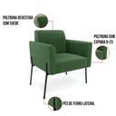 Ver imagem 6 de Poltrona Pé de Ferro Preto para Sala Elisa Suede - D'Rossi Cor Verde