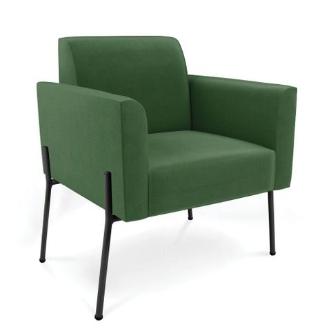 Poltrona Pé de Ferro Preto para Sala Elisa Suede - D'Rossi Cor Verde