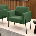 Ver imagem 4 de Poltrona Pé de Ferro Preto para Sala Elisa Suede - D'Rossi Cor Verde