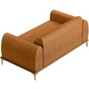 Ver imagem 6 de Kit Sofá 3 Lugares 180cm com 02 Poltronas Molino Base Castanho Pés D'ouro D02 Couríssimo Whisky B