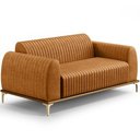 Ver imagem 2 de Kit Sofá 3 Lugares 180cm com 02 Poltronas Molino Base Castanho Pés D'ouro D02 Couríssimo Whisky B