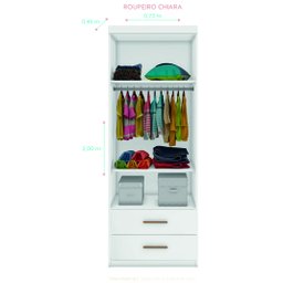Guarda-Roupa Infantil Chiara 2 Portas Branco - Phoenix - 4