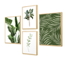 Kit 4 Quadros Decorativos Verde Natureza Folhagem Plantas - 1