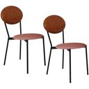 Ver imagem 1 de Kit 02 Cadeiras Estofada para Sala de Jantar Azuri Preto C01 Linho Rosê Courino Caramelo - Lyam