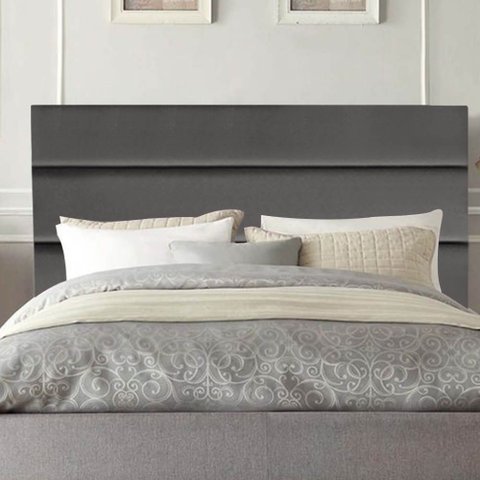 Cabeceira Estofada Cama Box King 195cm Argentina Corino Cinza Escuro- Mabe Magazine