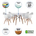 Ver imagem 2 de Mesa Sala de Jantar Eiffel Eames Redonda Vidro 90cm com 4 Poltronas Brancas Base Madeira Maciça