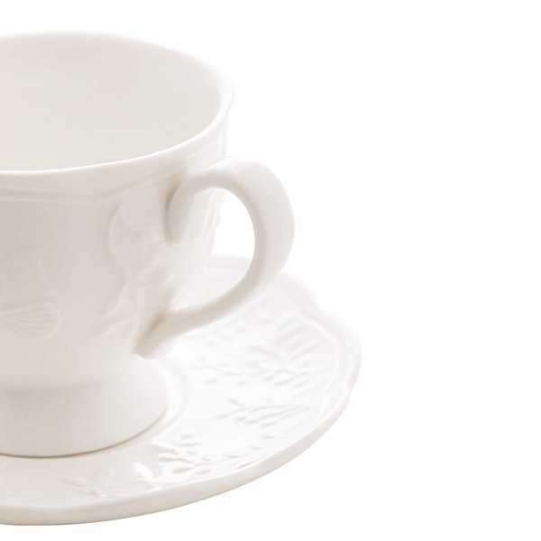Jogo de Xícaras de Chá de Porcelana com Pires Butterfly Flower 200ml - Lyor - 4 Xícaras com Pires - 3