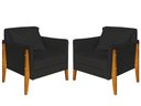 Ver imagem 1 de Kit 2 Poltronas Decorativa Sophia Suede Preto Pés Madeira Mz Decor
