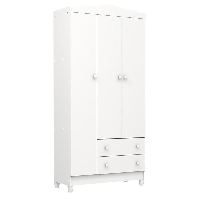 Guarda Roupa Infantil Mel Flat 3 Portas Branco Brilho - Carolina ...