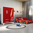 Ver imagem 1 de Kit Quarto Cama Colchão D20 Guarda Roupas Carro P/ Meninos:vermelho