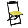 Cadeira Dobrável Madeira Maciça Preta com Estofado - Amarelo - 1