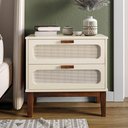 Ver imagem 1 de Mesa de Cabeceira Mdf Decorativa 2 Gavetas Vintage 60 Cm Santorini Off White