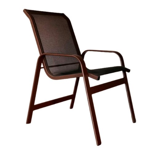 Cadeira de Alumínio Tela Sling Varias Cores Area Externa Marrom-escuro Cor