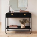 Ver imagem 1 de Aparador Sala com Gavetas 100cm Prateleira e Pés em Metal Cor:nero com Preto
