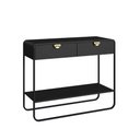 Ver imagem 2 de Aparador Sala com Gavetas 100cm Prateleira e Pés em Metal Cor:nero com Preto