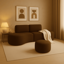 Ver imagem 1 de Sofá Orgânico e Puff Módulo Curvo Savana Boucle Marrom - Montanari's Decor