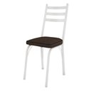 Ver imagem 4 de Kit 4 Cadeiras de Cozinha Luisiana Estampado Imbuia Pés de Ferro Branco - Pallazio