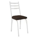 Ver imagem 3 de Kit 4 Cadeiras de Cozinha Luisiana Estampado Imbuia Pés de Ferro Branco - Pallazio