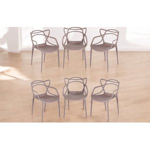 Kit 6 Cadeiras Allegra Fendi em Pp para Sala de Estar Cozinha Área Externa Restaurante Ecomhome