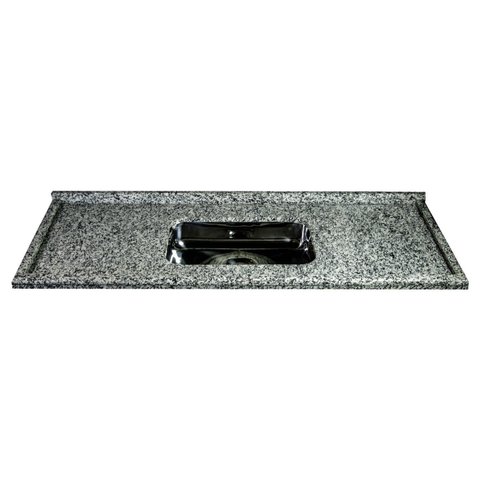 Pia de Cozinha 120x55cm em Granito com Acamento Reto Cuba Rasa em Inox Incolor Generali