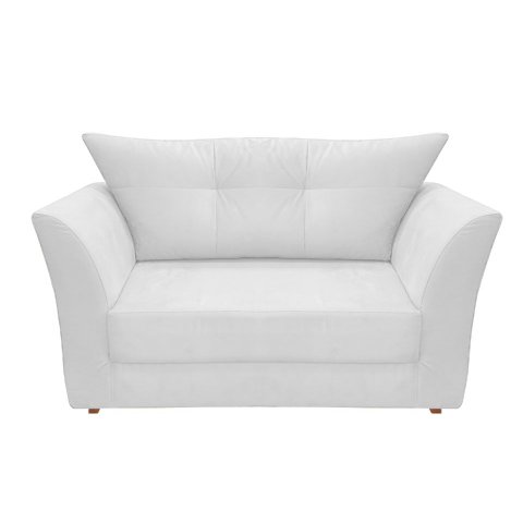 Namoradeira Decorativa Isis Couro Branco Pés Madeira Ms Decor