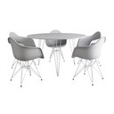 Ver imagem 2 de Mesa Jantar Redonda 110cm Branca Clips 3 Pés com 5 Poltronas Eames Eiffel Brancas Ferro Branco