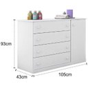 Ver imagem 3 de Cômoda Infantil 1 Porta e 4 Gavetas Branca_phoenix Baby