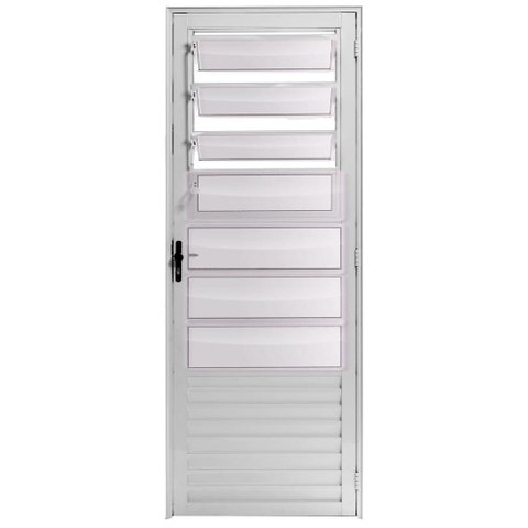 Porta de Giro Alumínio Branco Basculante Veneziana 07V Maxx - 210x90 - Esquerda