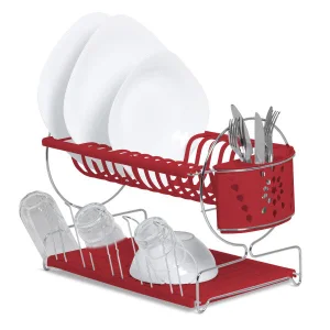 Secador Master Arame Com Porta Talheres E Copos Vermelho