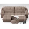 Sofá com Carregador Usb e Molas no Assento Retrátil Reclinável Mimo 2,00m Velosuede Marrom - Netsofa - 6
