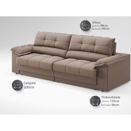 Sofá com Carregador Usb e Molas no Assento Retrátil Reclinável Mimo 2,00m Velosuede Marrom - Netsofa - 2