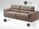 Ver imagem 2 de Sofá com Carregador Usb e Molas no Assento Retrátil Reclinável Mimo 2,00m Velosuede Marrom - Netsofa