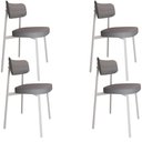 Ver imagem 1 de Kit 04 Cadeiras Estofada para Sala de Jantar Astrid Branco C01 Linho Cinza - Lyam Decor