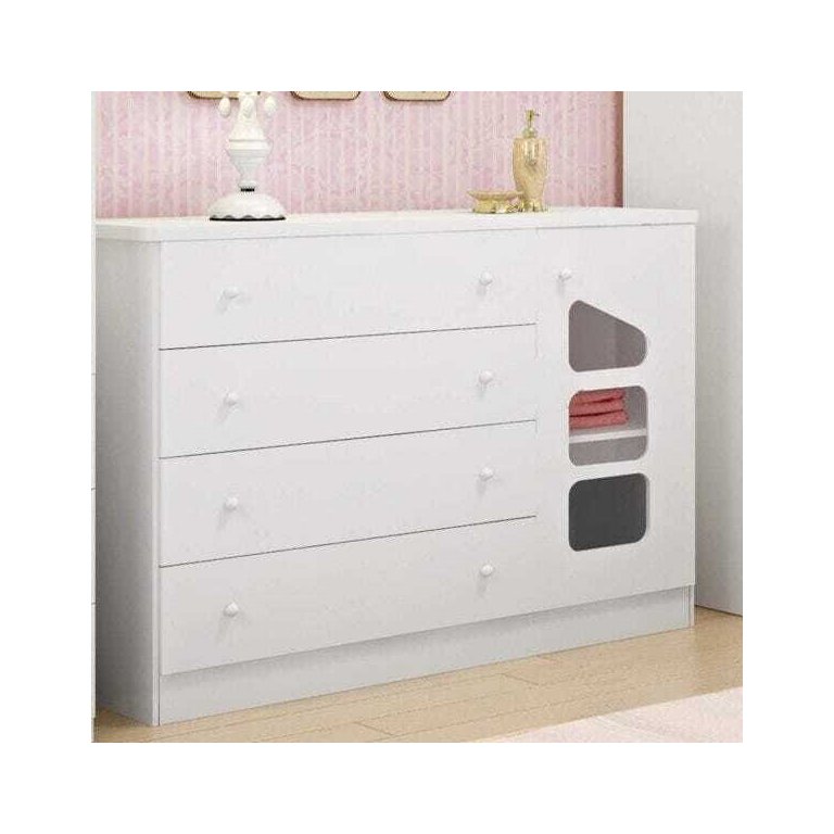 Cômoda Bebê 4 Gavetas 1 Porta Eloísa Phoenix Baby