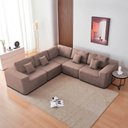 Ver imagem 7 de Kit Sofá Modular 5 Lugares Moderno Curvo Orgânico Adapt Linho Rosê