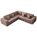 Ver imagem 1 de Kit Sofá Modular 5 Lugares Moderno Curvo Orgânico Adapt Linho Rosê