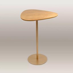 Mesa Lateral Orgânica Up Tampo Cinamono e Metal Dourado 52 Cm - 1