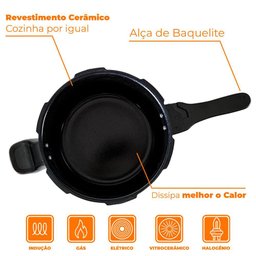 Panela de Pressão Brinox Antiaderente 4,2l Indução Ceramic Life Preto Super 4954/100 - 6
