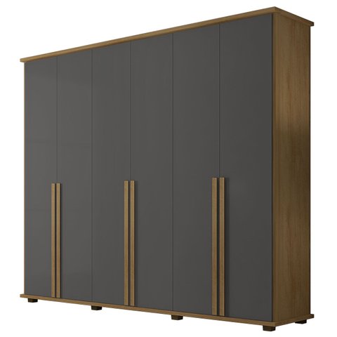 Guarda-roupa Casal Cinamomo com Grafite Estrela 6 Portas - Rv Móveis