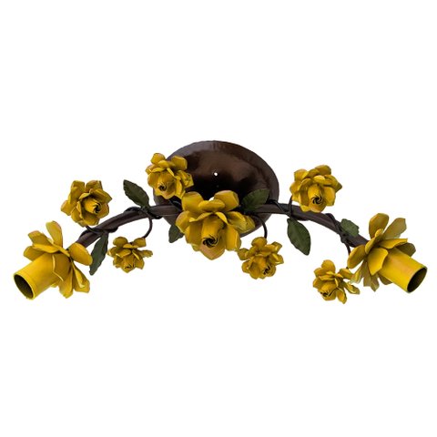 Luminária Plafon Dupla de Teto para Apartamento simples com Flores - Amarelo