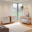 Ver imagem 1 de Buffet 190cm e Aparador 2 Gavetas com Pés de Madeira Maciça Lizz Bege/Off White/Cedro